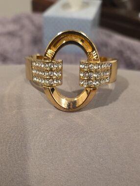 Gold Crystal Oval Statement Bracelet - Women's Jewelry